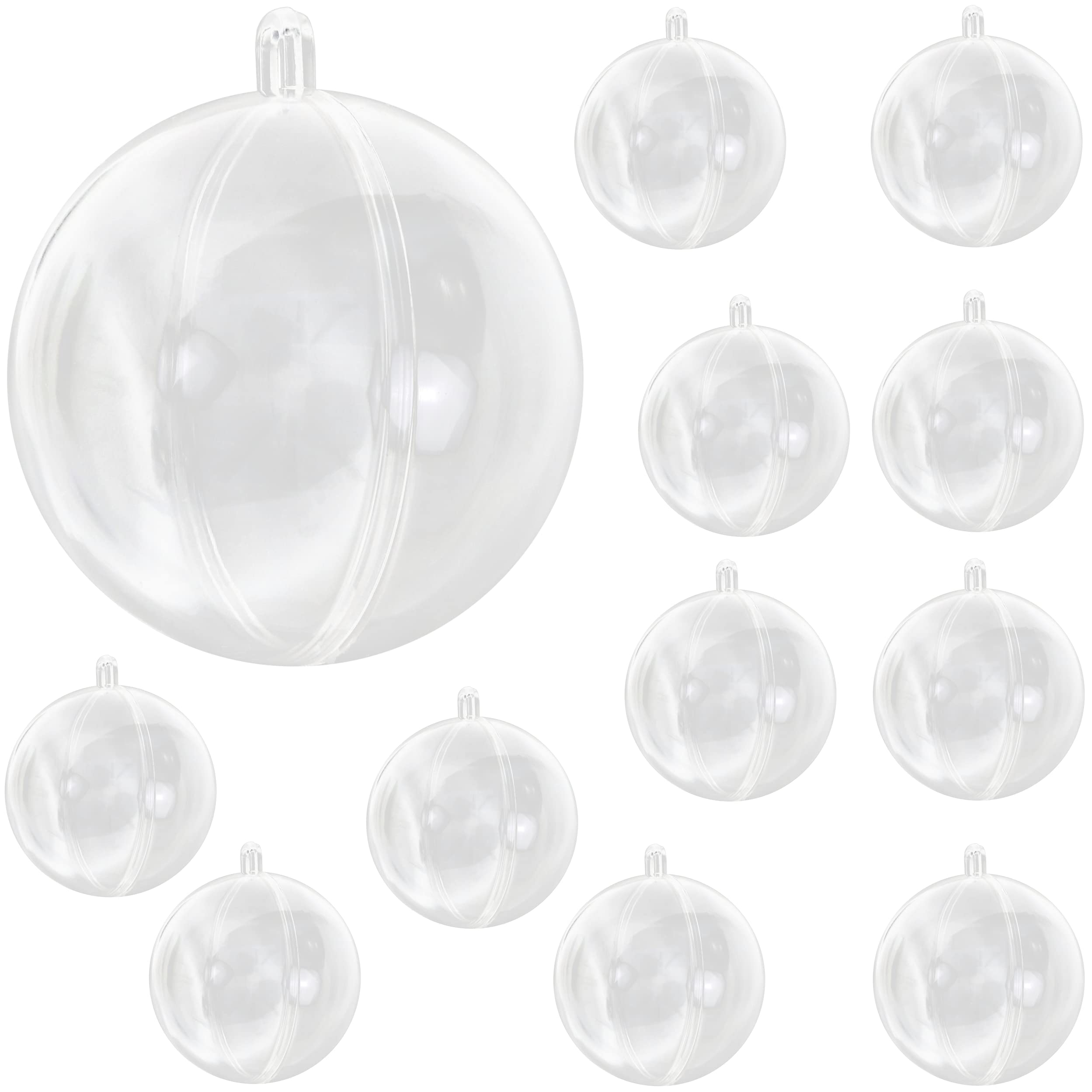 IconikalFillable Craft Clear Plastic Ball Ornament, 2.75-Inch (70mm), 12-Pack