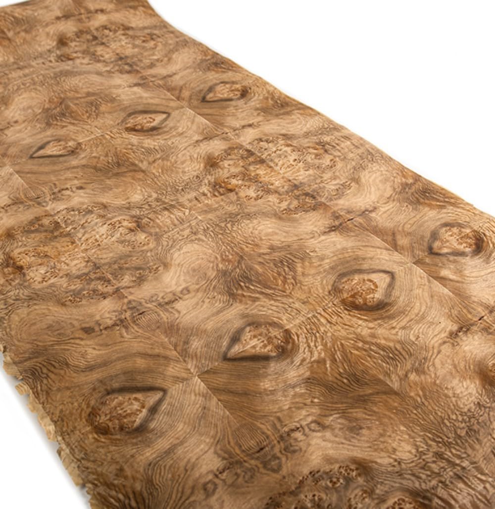 Handmade Burma Golden Camphor Burl Wood Veneer Limited Edition Restoration Sheet Natural Wooden DIY Material(Overall Size:24"x98")(Flat Cut) (1)