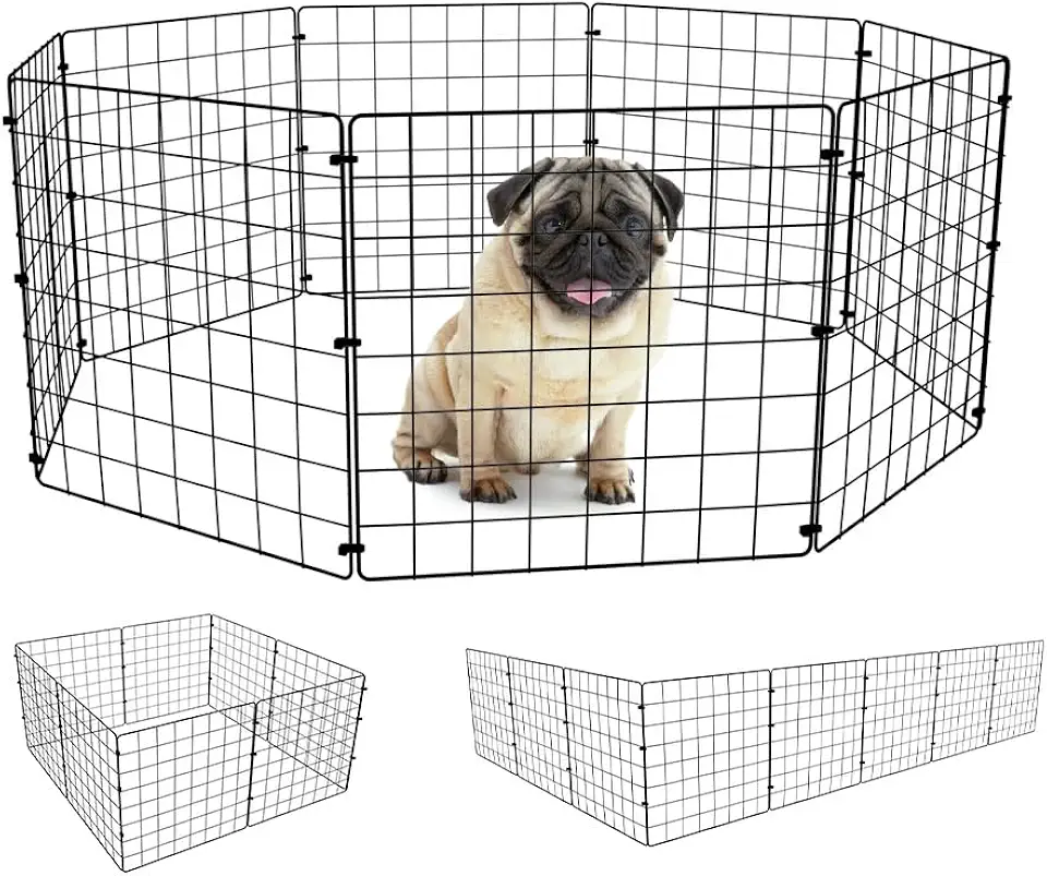 Cercadinho Pet Dobrável para Cachorros de Pequeno Porte Cercado Móvel com 8 Telas de 40cm de Altura (Branco)