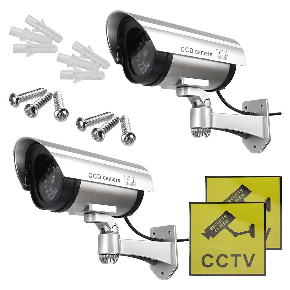 Amazon.co.jp: AoAkiSORA 防犯対策 ダミーカメラ 2個セット シルバー  