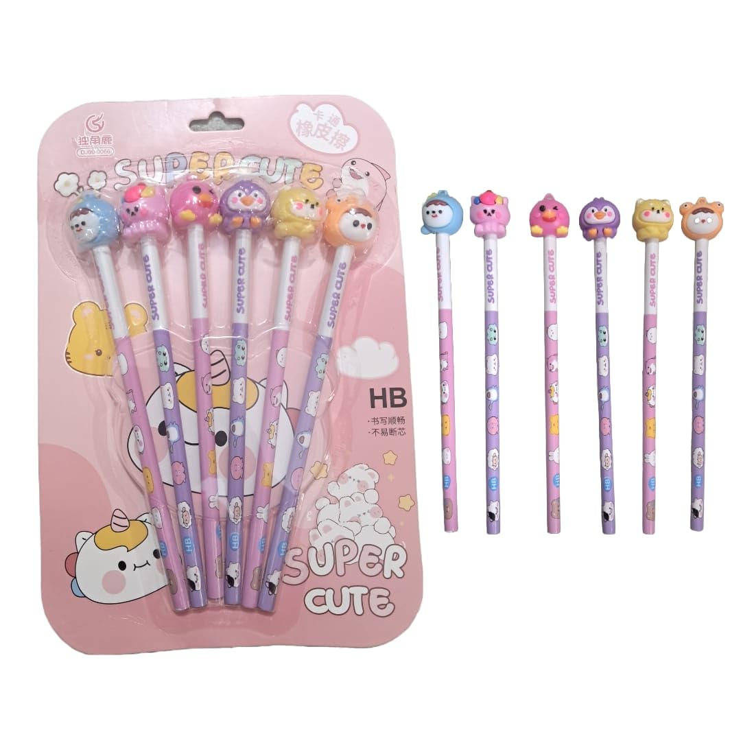FETE PROPZ Cartoon Pencil For Kid With 3D Animal Topper 6Pcs Cartoon Pencil Set With Cute Animal Eraser On Top Cartoon Pencil Student Stationery Set For Birthday Return Gift Kids(Pack of 1) random (B0D9XXZN22) Amazon Price History, Amazon Price Tracker