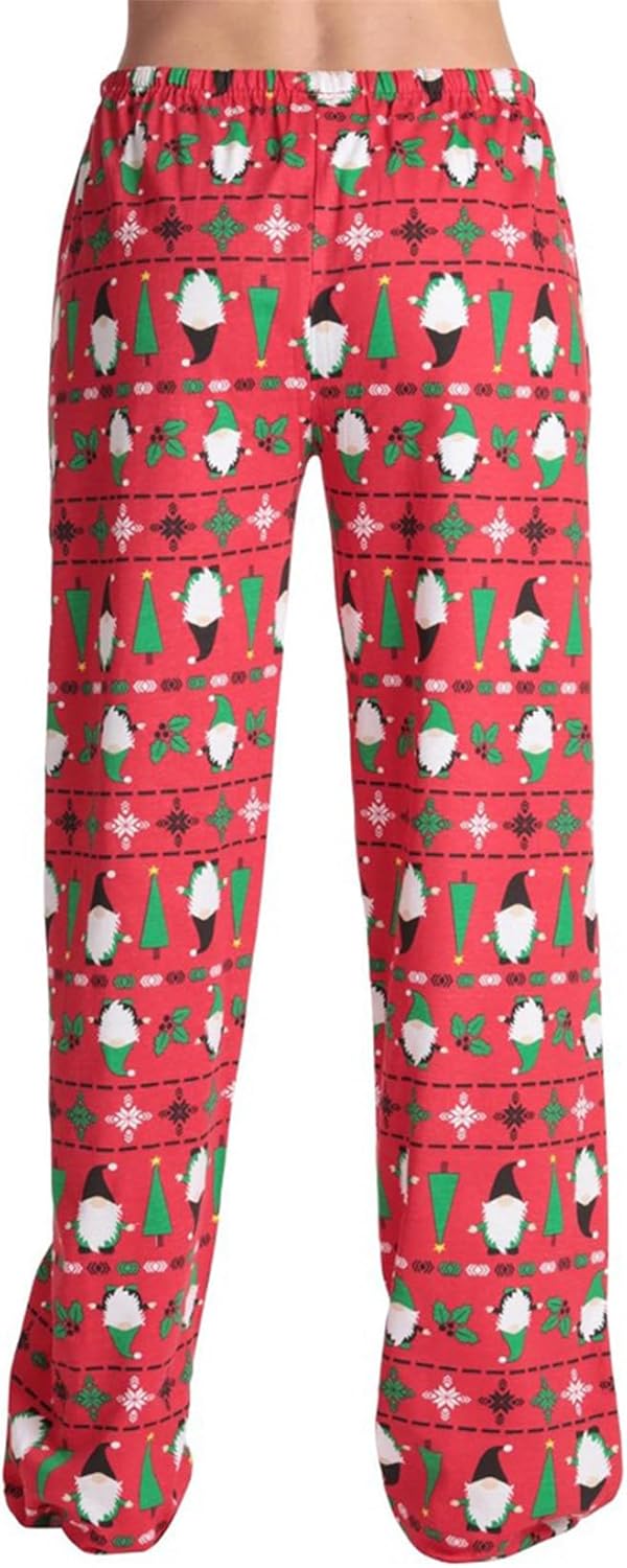 Tenopuli Women Comfy Christmas Print Pajama Pants Drawstring Wide Leg Lounge Pants Baggy Elastic Waistband Sleepwear - Image 3