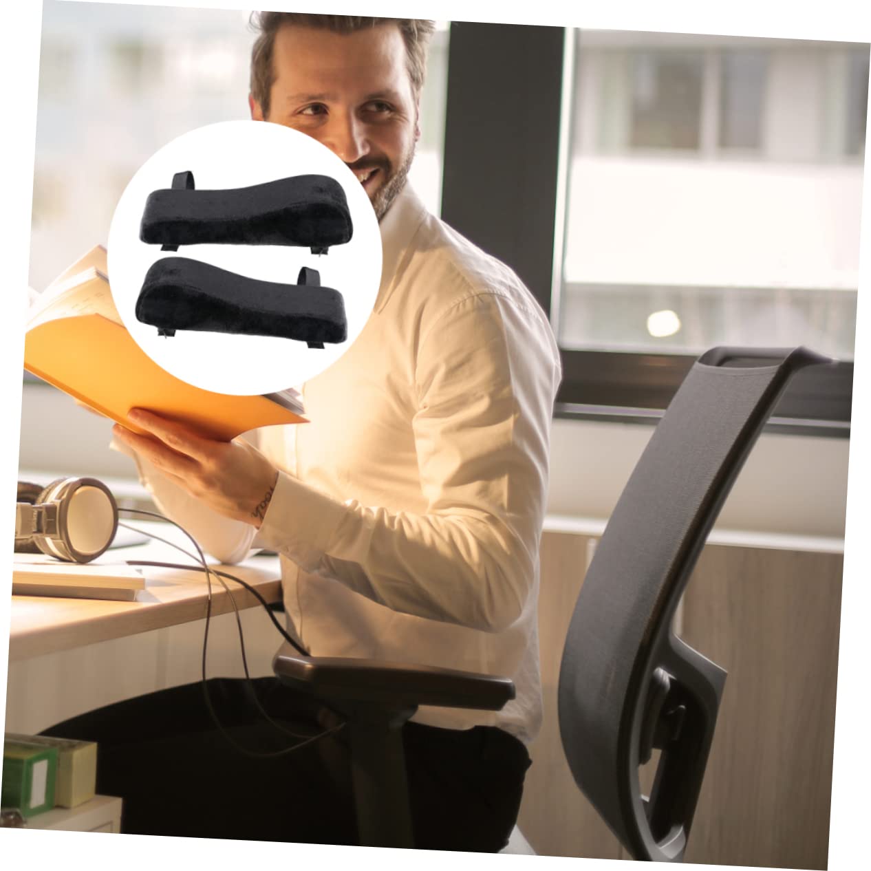 Uonlytech 2 Paires Coussin Accoudoir Mousse à Mémoire pour Chaise Confort Optimal et Support Ergonomique Noir