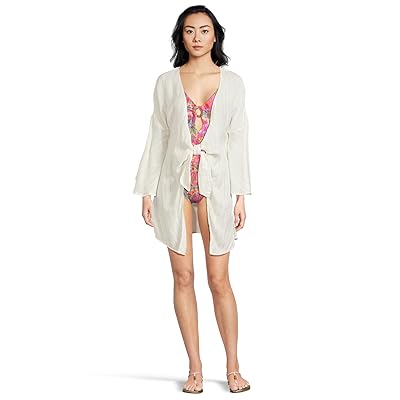BECCA Radiance Plunge Tie Front Tunic Cover up Women