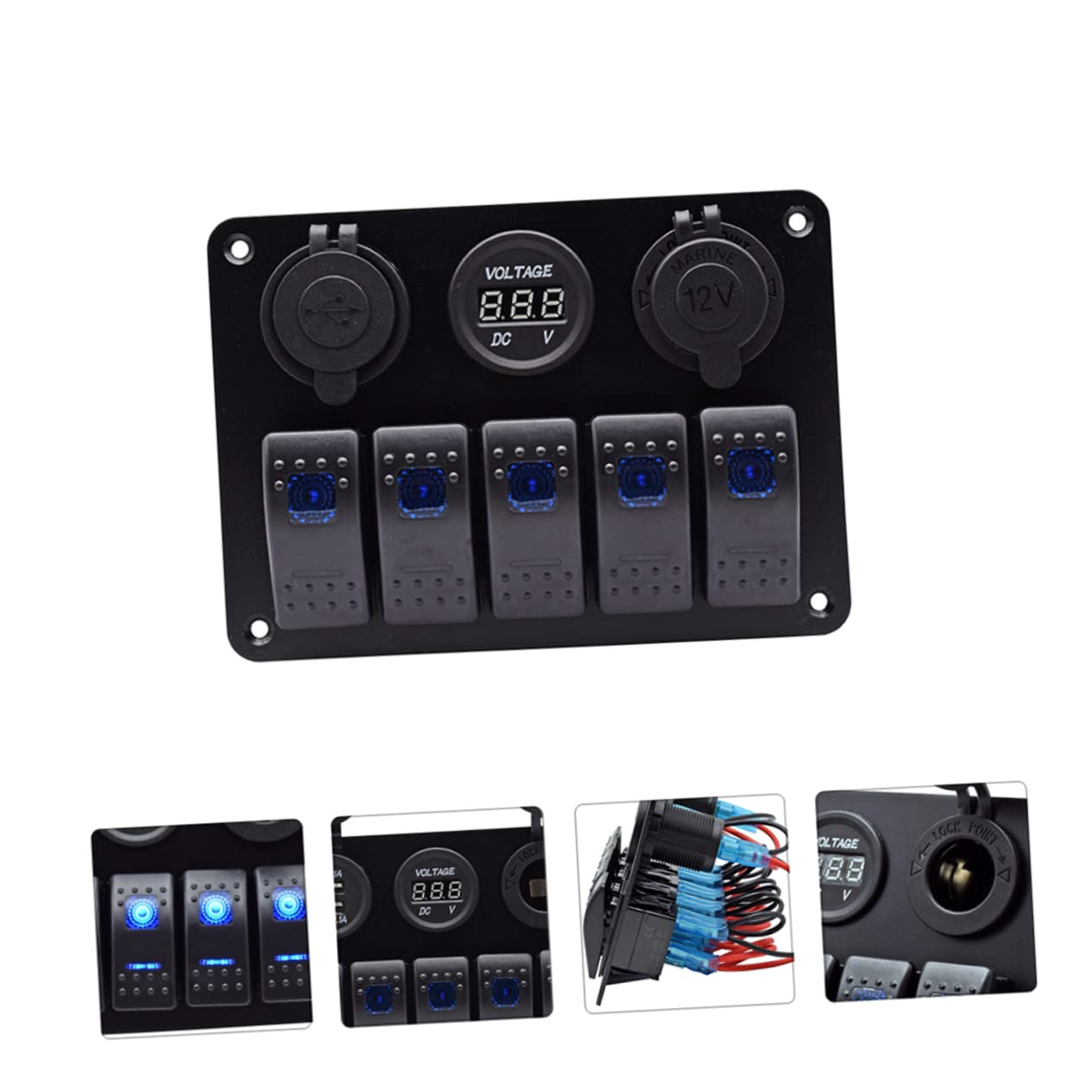 Tofficu Position Switch Panel Boat Panel Switch for Truck Rv Yacht Modification Circuit Breaker Voltmeter Display