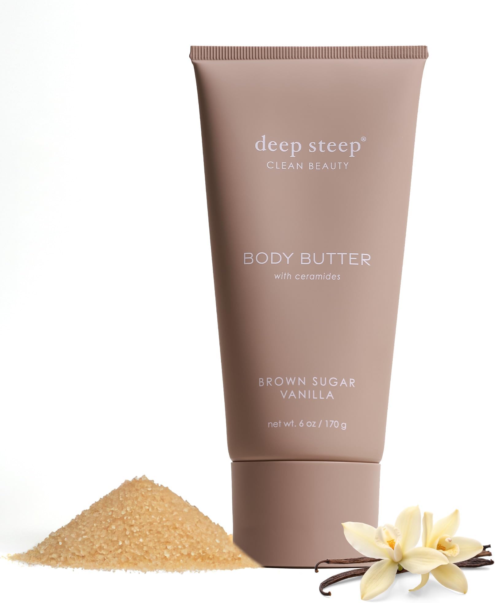 Body Butter, 6 oz – Rich Moisturizer with Ceramides, Coconut Oil, Argan Oil & Aloe Vera – Vegan, Clean Beauty, Smooth & Hydrated Skin (6 Ounces, Brown Sugar Vanilla)
