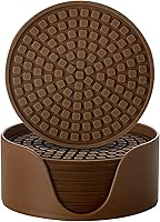 Vista 7 de Colinda Posavasos de silicona con soporte, juego de 6, tapete de taza para bebidas calientes o frías, al aire libre, engrosado, antideslizante, Rojo