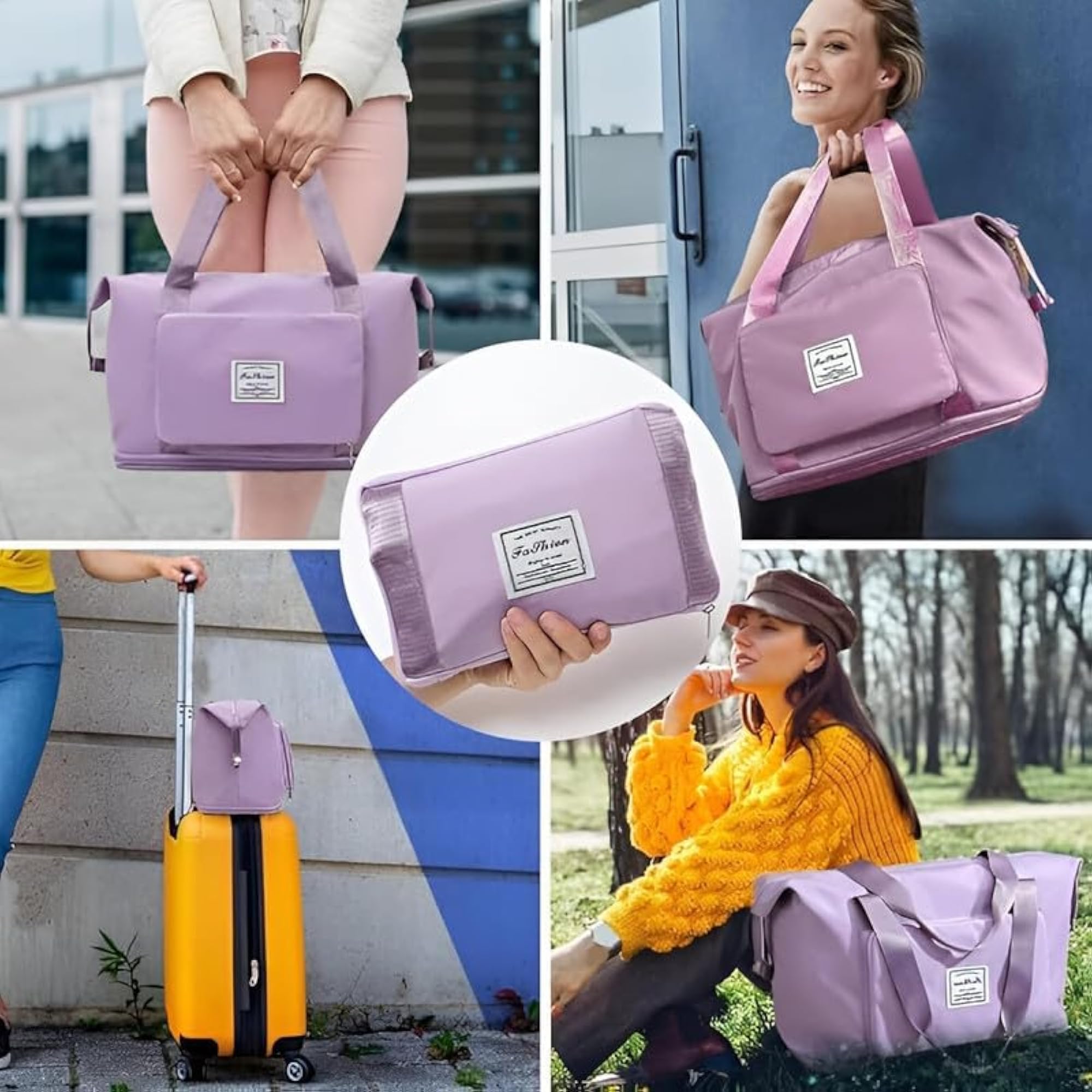 Large Capacity Expandable Folding Travel Bag for Women, Foldable Waterproof Travel Duffel