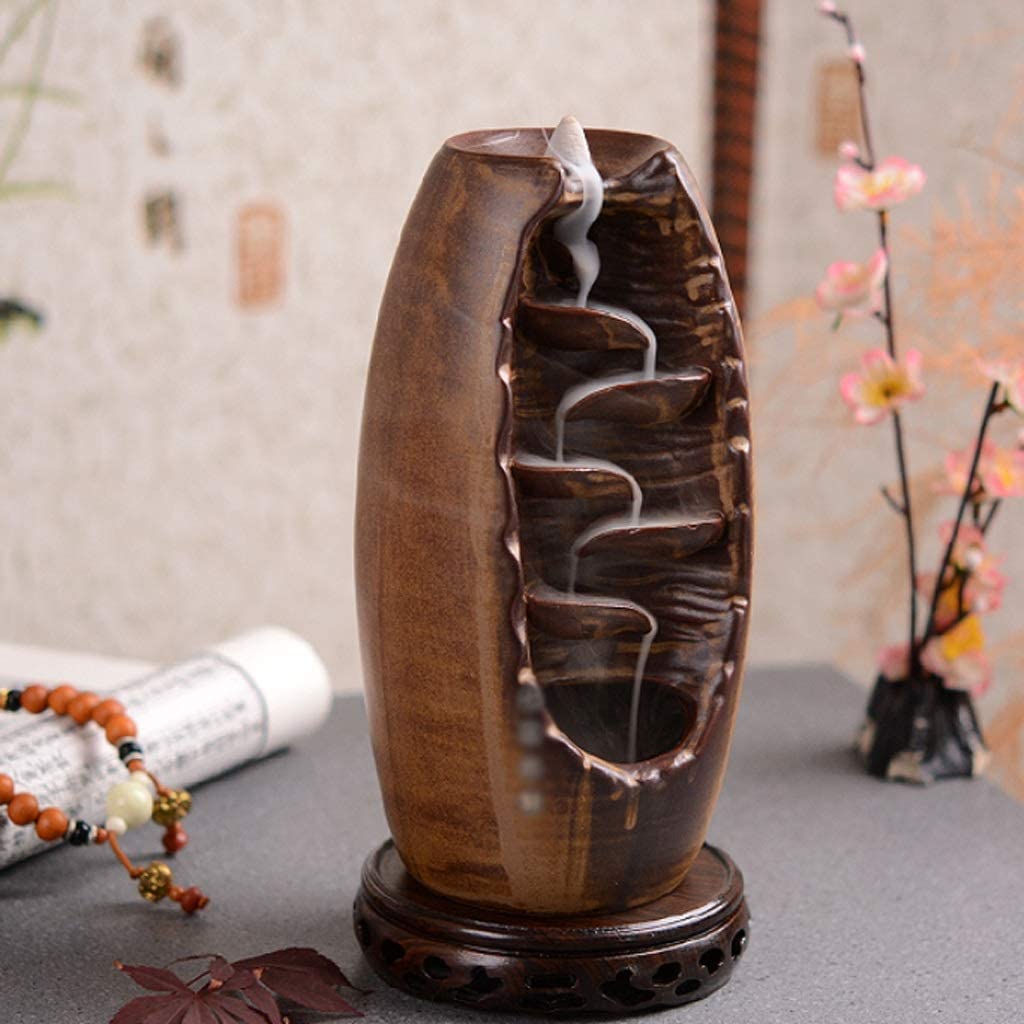 Quemador de Incienso, Quemador De Incienso De Reflujo De Cerámica, Soporte De Cono De Incienso De Cascada Hecho A Mano para Yoga, SPA, Meditación Soporte de Incienso