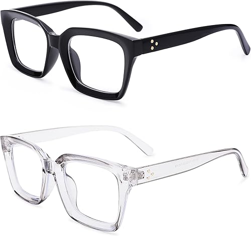 HYCREDI Gafas cuadradas clásicas sin receta para mujeres y hombres con marco cuadrado grueso
