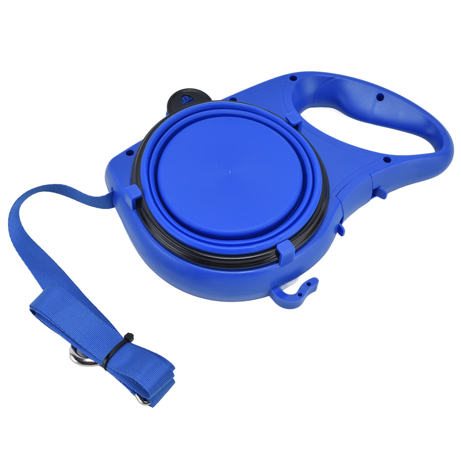 Correa de Perro Multifunción Portátil, Correa para Mascotas con Cuenco de Agua Plegable, Adecuada para Perros Pequeños y Medianos (9,1 x 6,7 x 2,0 Pulgadas)(Azul)
