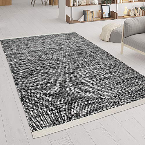 Paco Home Alfombra Salón Tejido Plano Confeccionado A Mano En Lana Y Algodón Marrón Blanco, tamaño:160x230 cm