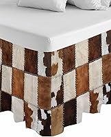 Vista 8 de Falda de cama de cuero vintage, tamaño King de 16 pulgadas de caída, ajustable y elástica, plisada, con volantes de polvo de lujo para cama