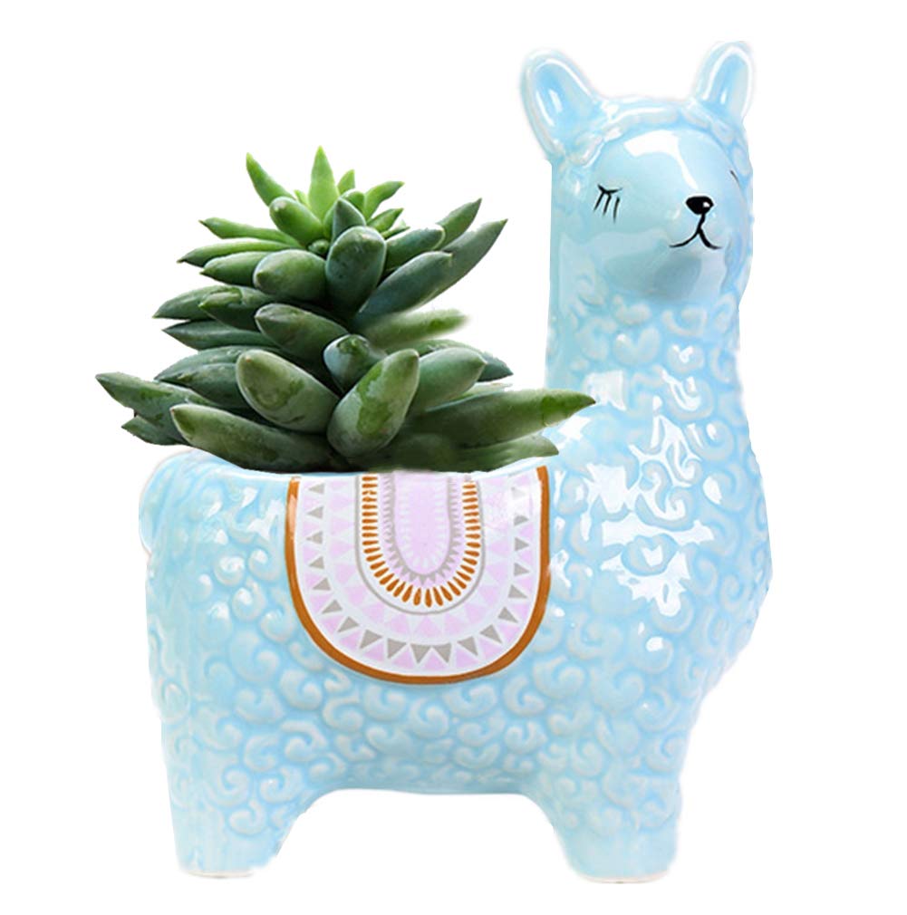 NTPHNB Cute Alpaca Succulent Pots Ceramic Planter Small Cactus Flower Pot White