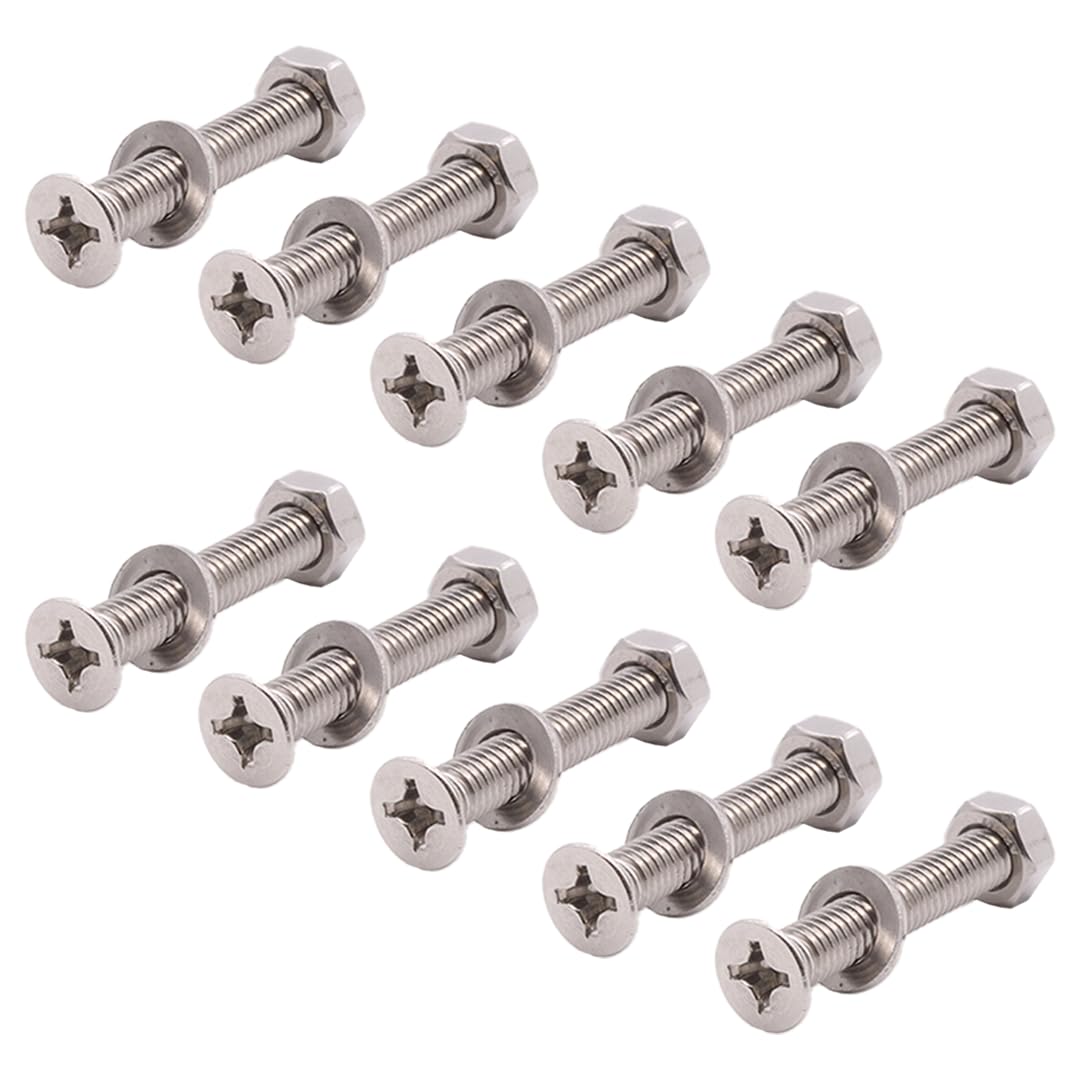 BoxerTool Airline-Style Track Fastener Pack, Pack of 10 Sets of Bolts, Nuts, and Washers, Quickly Install and Secure L Track Tie Down Systems to Your Pickup Truck, Van, Or Trailer