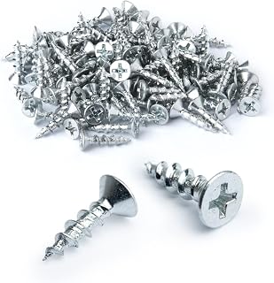 POWERTEC #6 x 5/8" Zinc-Plated Flat Head Wood Screws, 100 Pack Deep Thread Phillips Drive for Woodworking, Crafts & Drywall (QWS1001)