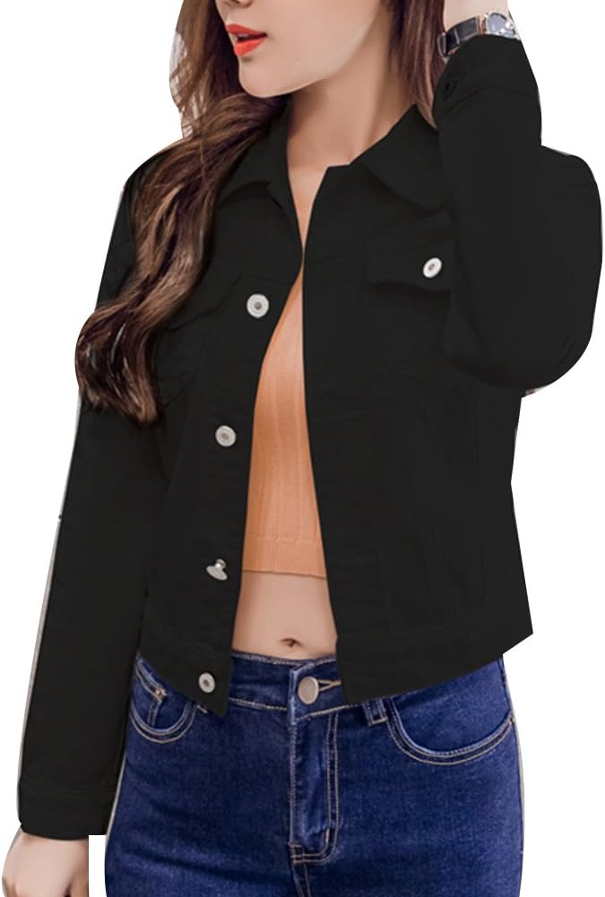 Ladies Denim Jeans Jackets Buttons Long Sleeve Jacket Denim Jacket Slim Fit