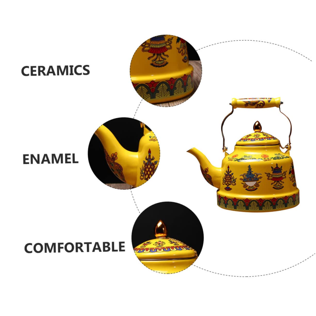 Cabilock Tetera Esmaltada para Uso Doméstico Protección contra Quemaduras, Estilo Artístico y Capacidad Adecuada para Aficionados al Té en Casa u Oficina