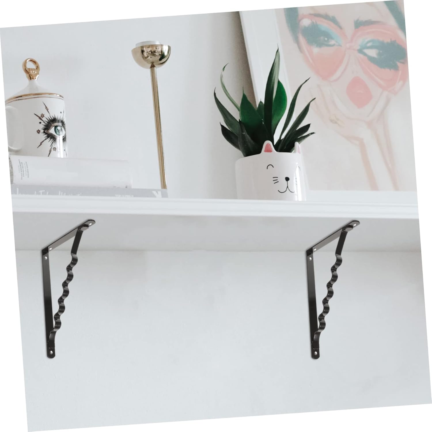 DOITOOL 2pcs Heavy Duty Wall Shelf Bracket Decorative Floating Shelf Support for Kitchen Bathroom and Living Room Iron Easy Installation Strong Bearing Capacity