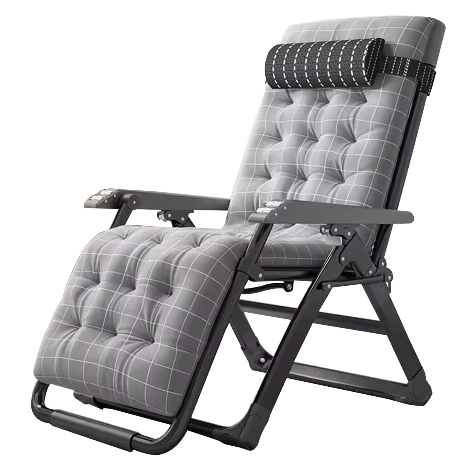 WOTZOV Outdoor Foldable Chair, Deck Folding Recliner Garden Chair, Adjustable Sun Lounger For Courtyards Pools Camping Beach Indoor