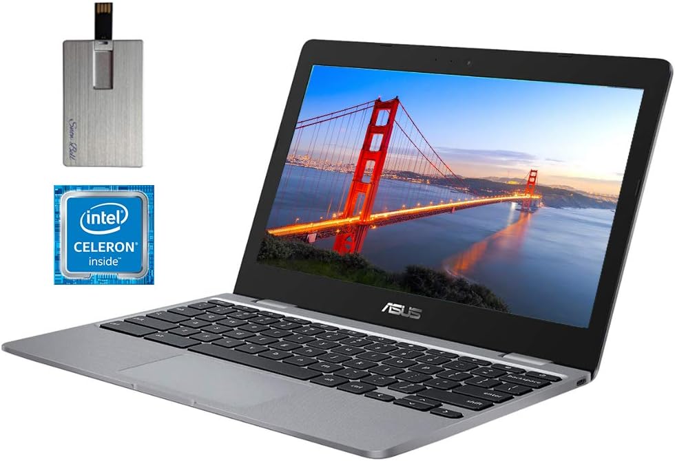 Special 2020 ASUS Chromebook 11.6 HD Laptop Computer, Intel Celeron N3350 Dual-core Processor, 4GB RAM, 16GB eMMC, HD Webcam, Intel HD Graphics 500, USB-C, Bluetooth, Chrome OS, Gray, 128GB SnowBell USB Card