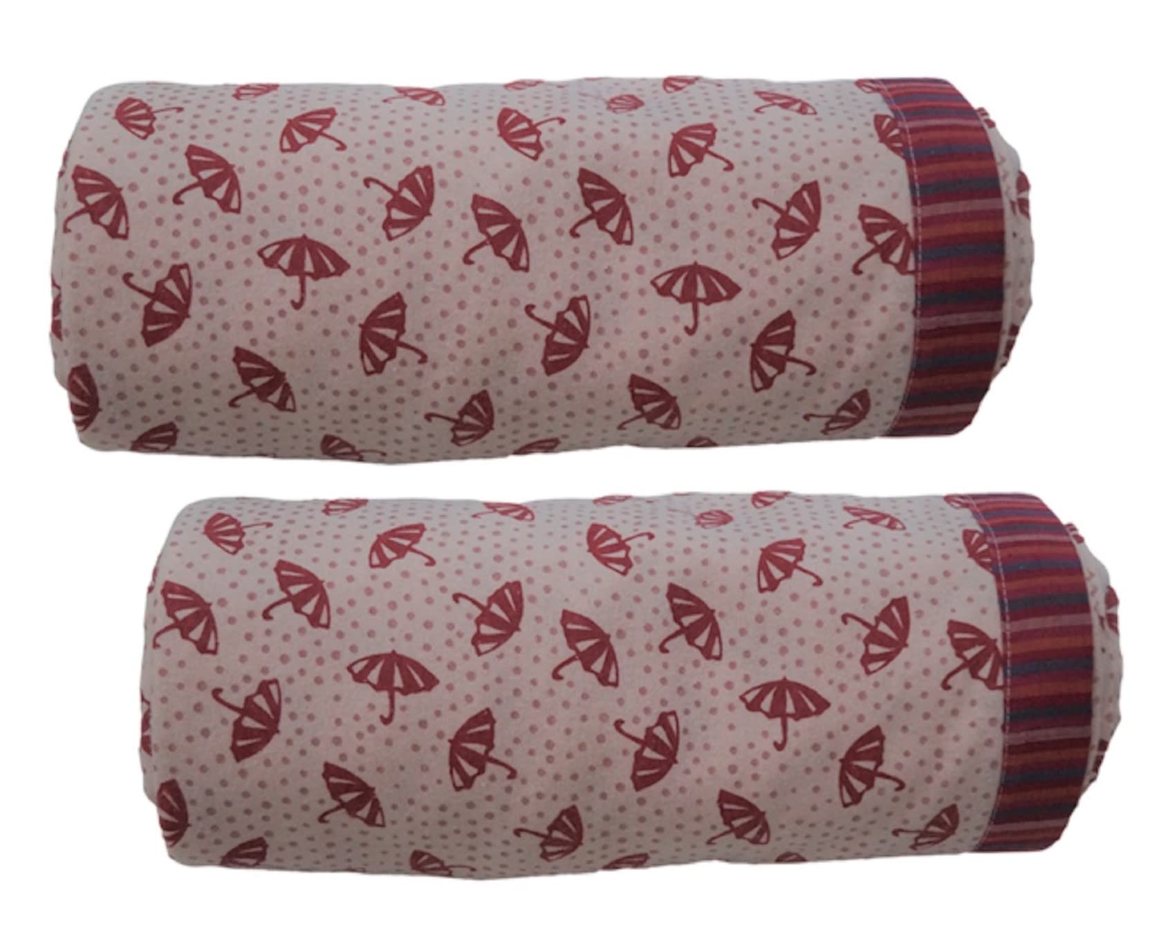 Vissage Umbrella Print 100% Cotton Flannel Single Blanket: Red, Pack of 2