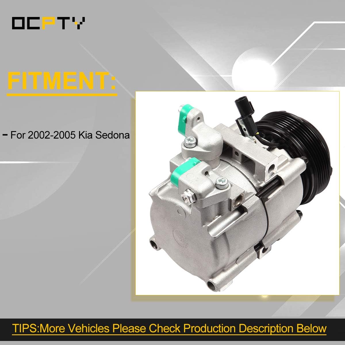 OCPTY AC Compressor for 2002-2005 for Kia Sedona 3.5L 813275 14-7002NEW 147002NC 2041627 2021718 58119 1K52Y61450 1K52Y-61450 CS20137 1K52Y61450 638985 1K52Y61450A 1K52Y61450B RK52Y61450BU 6511979