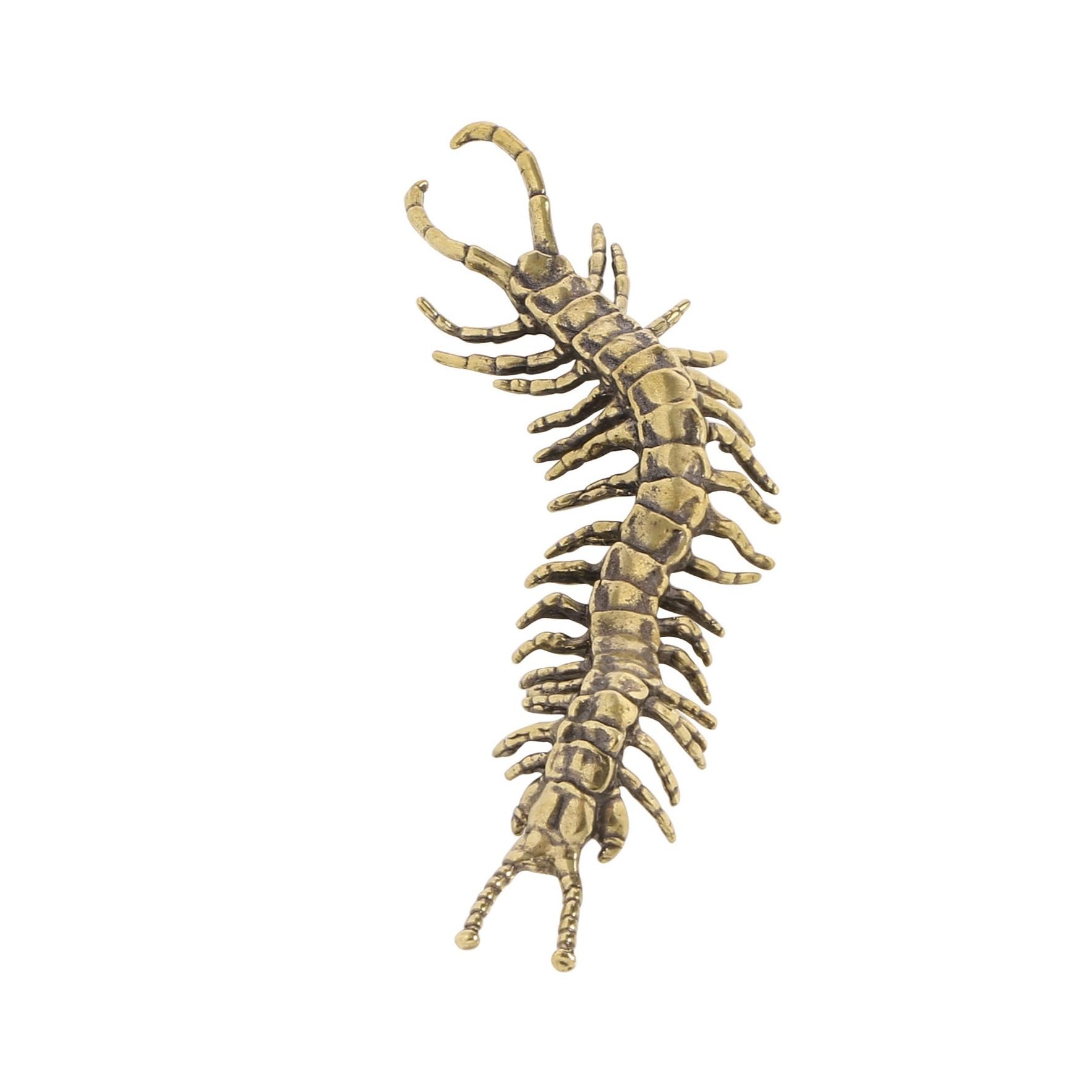 NGDFGR Brass Centipede Miniature Statue,Metal Arthropod Model Sculpture Desktop Paperweight Ornament Home Bonsai Micro Landscape Decor Accessories