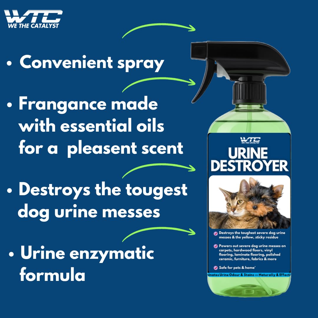 WTC Urine Destroyer Plus Dog, 500 ml, Enzymatic Formula, Quick Action-Cleans,Deodorizes, Disinfects & Home,Pet Areas,Garden & Doctor clinics | Dog Potty and Pee Area Cleaner | Urine Odour Remover 3