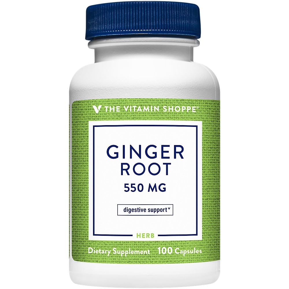 The Vitamin Shoppe Ginger Root 550MG, Whole Herb Supplement (100 Capsules)