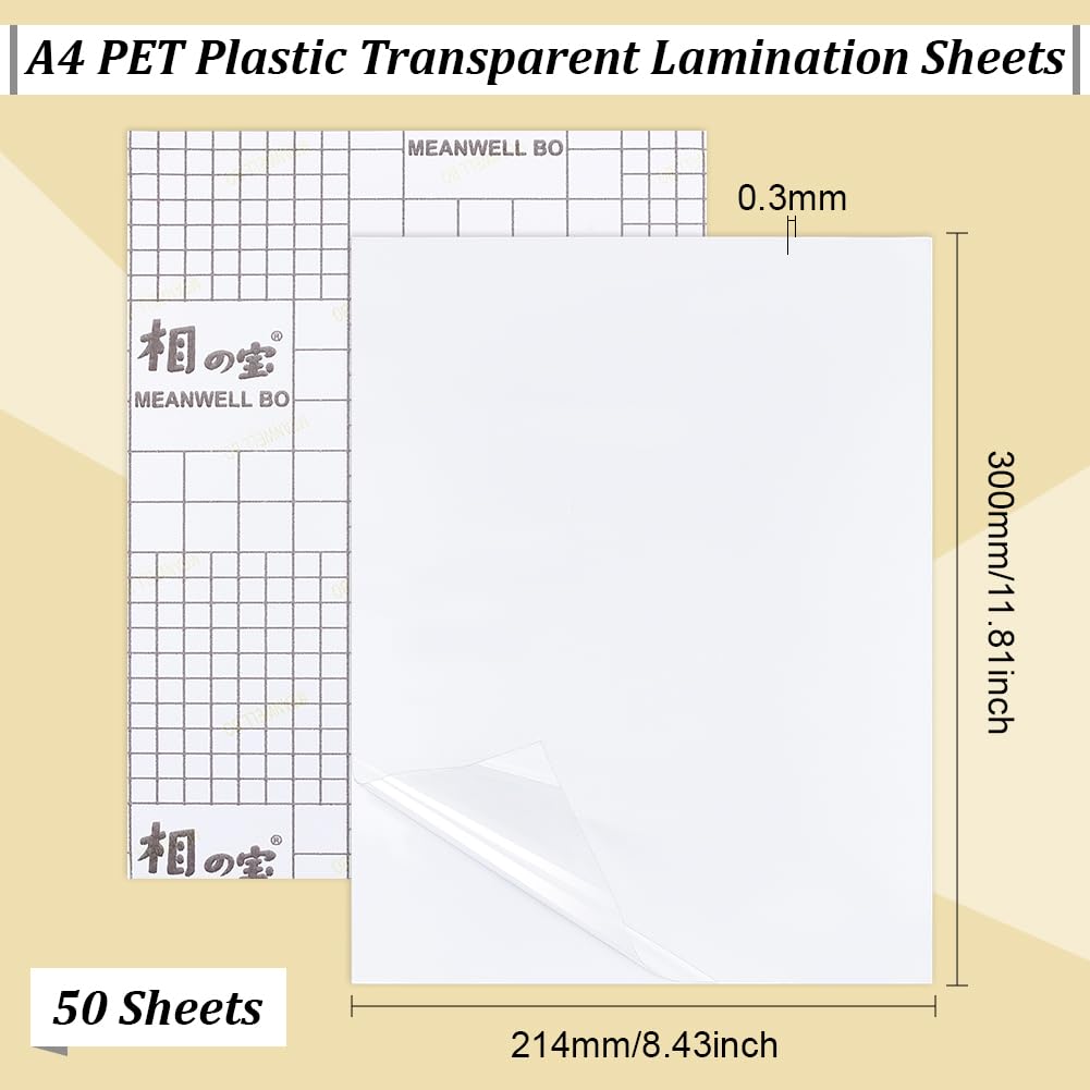 BENECREAT 50 Fogli A4 Fogli di Plastificazione PET Opaca Autoadesiva Impermeabile 300x214 mm