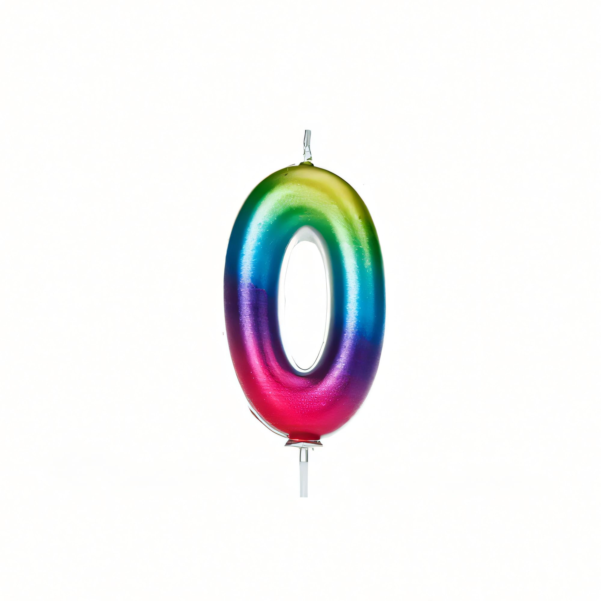 Anniversary House Colourful Rainbow Metallic Candle Number 0 Cake Candle for Birthday and Anniversary Decorations - Elegant Birthday Candle for Cake - Stylish Silver Number Candle Topper 7 cm — image 1