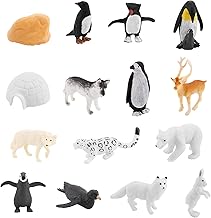 Gukasxi 15 Pieces Polar Animals Figurines, Arctic Animals Figures Set, Realistic Penguin Figurines Ocean Animal Model Birthday Gift Cake Toppers