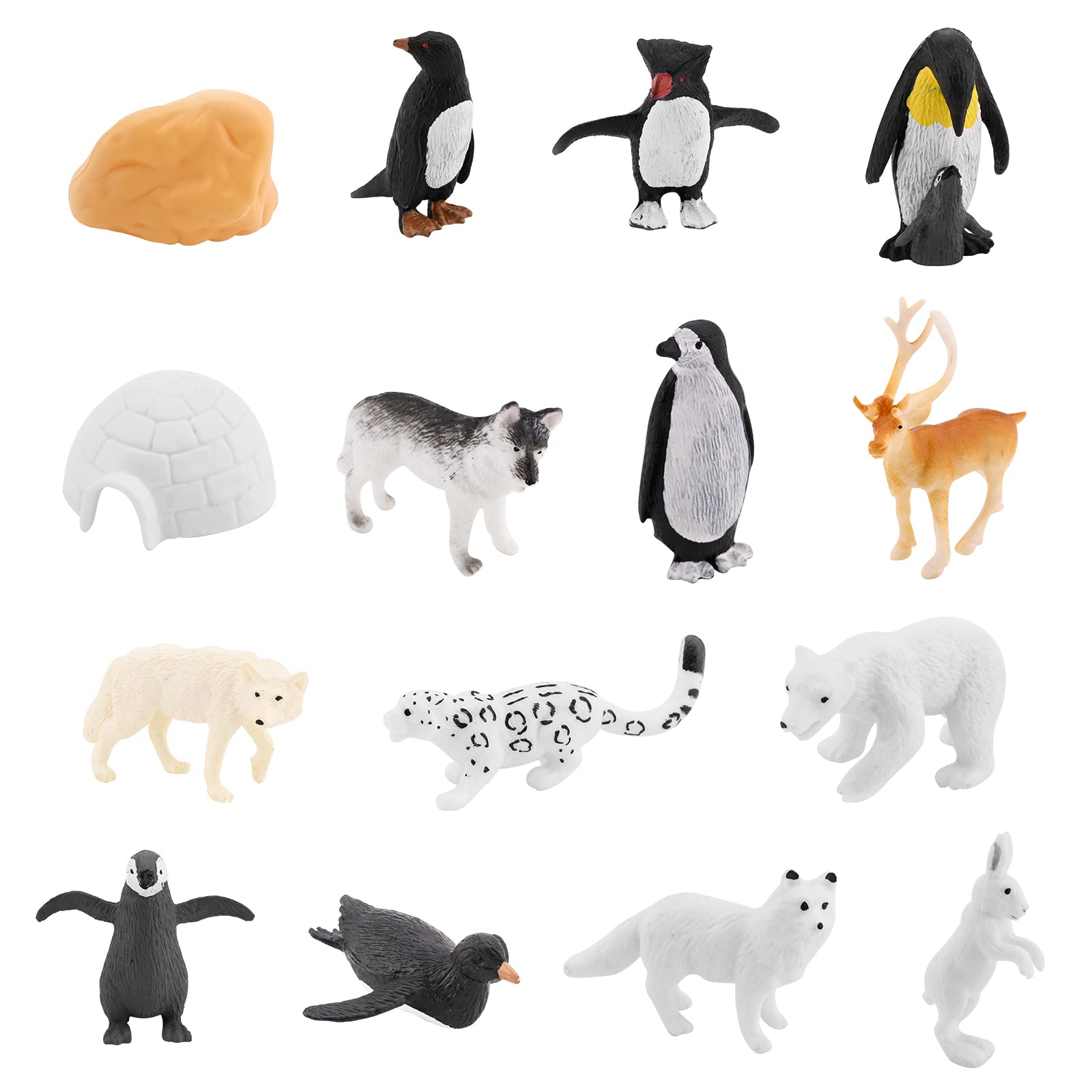 15 Pieces Polar Animals Figurines, Arctic Animals Figures Set, Realistic Penguin Figurines Ocean Animal Model Birthday Gift Cake Toppers