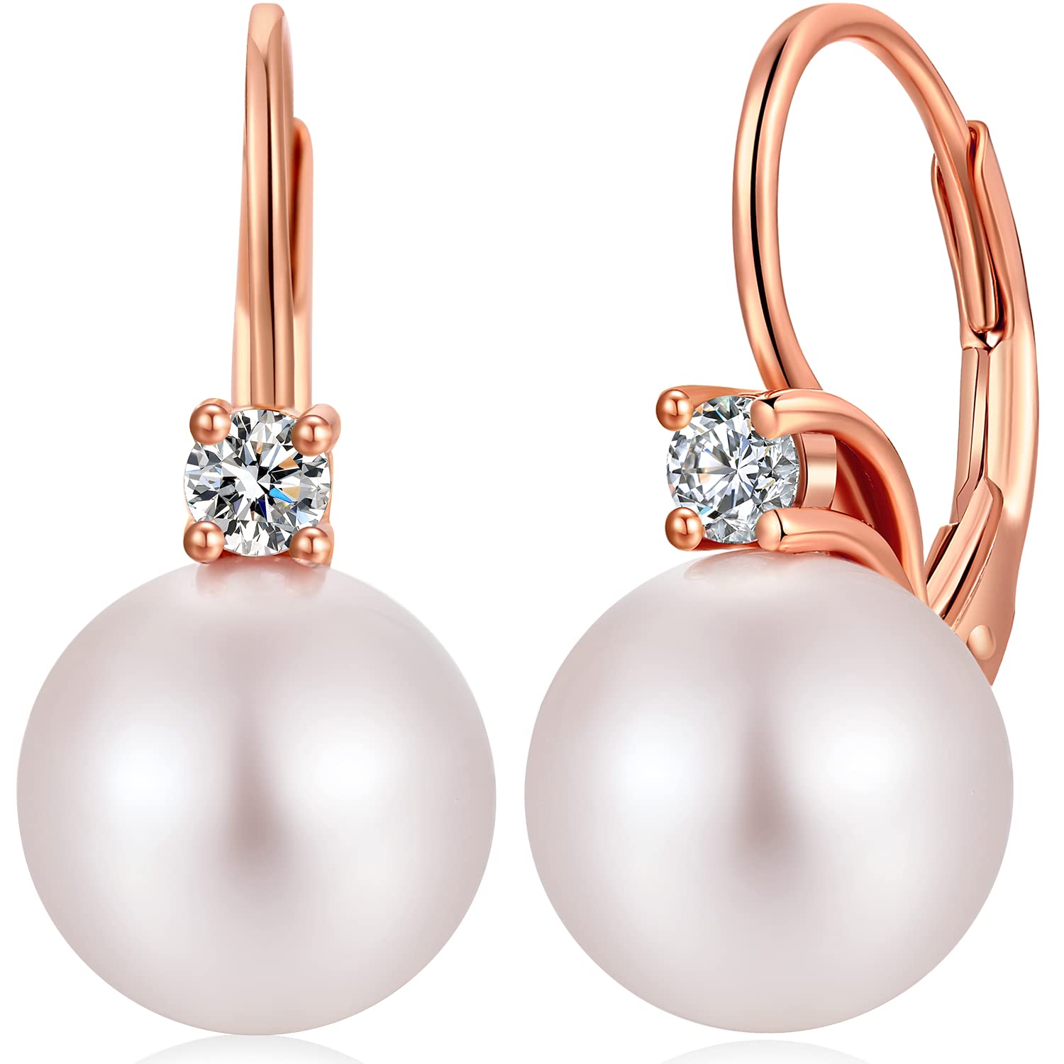Miaofu Pendientes Perlas Pendientes de Perlas de Plata de Ley 925 Chapados en Oro Blanco De 18 Quilates Pendientes Colgantes de Perlas Hipoalergénicas, Tamaño 8 Mm-13 Mm Joyería Fina para Mujeres