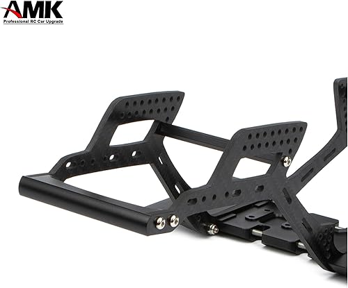 Miniatura 9 de AMK Fibra de carbono LCG SCX10 II Chaissis Frame Rieles DIY 12.323 in Wheelbass 110 RC Crawler Kit de constructor de cuerpo con deslizadores de roca