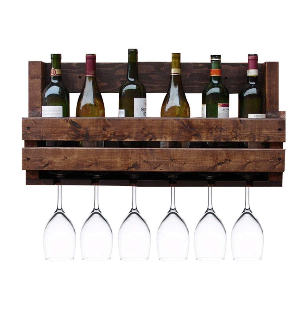 Étagères murales pour vin en bois noble et métal de fer forgé pour bar