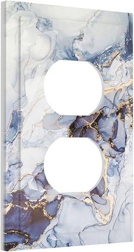 Miniatura 2 de Cubierta de interruptor de luz dúplex de mármol azul dorado de 1 cuadrilla, cubierta de toma de corriente, placa frontal decorativa para receptáculo