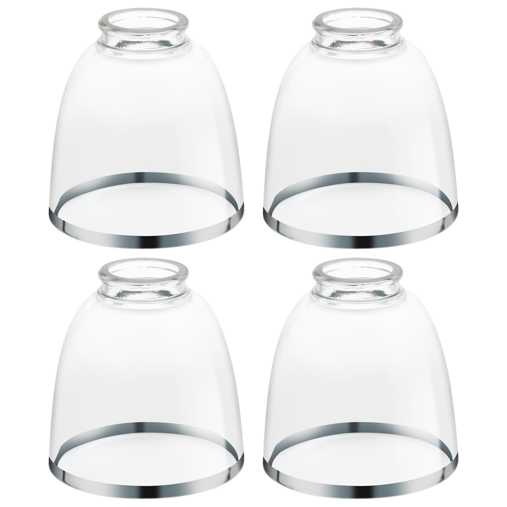 Eidonta 4 Pack Clear Glass Shade Replacements, Bell Shaped Glass Shade Covers with Silver Ring, 4.92