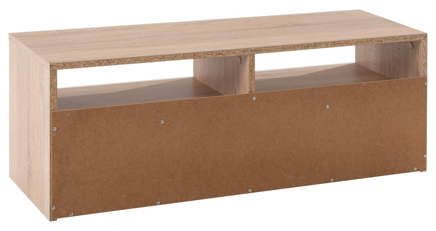 TV Lowboard Fernsehschrank Fernsehtisch Board Bank Rack | Dekor | Braun | Weiß | Holzoptik | Eiche Sonoma | 2 Fächer | 2 Klappen | BxHxT: 95x35x36 cm