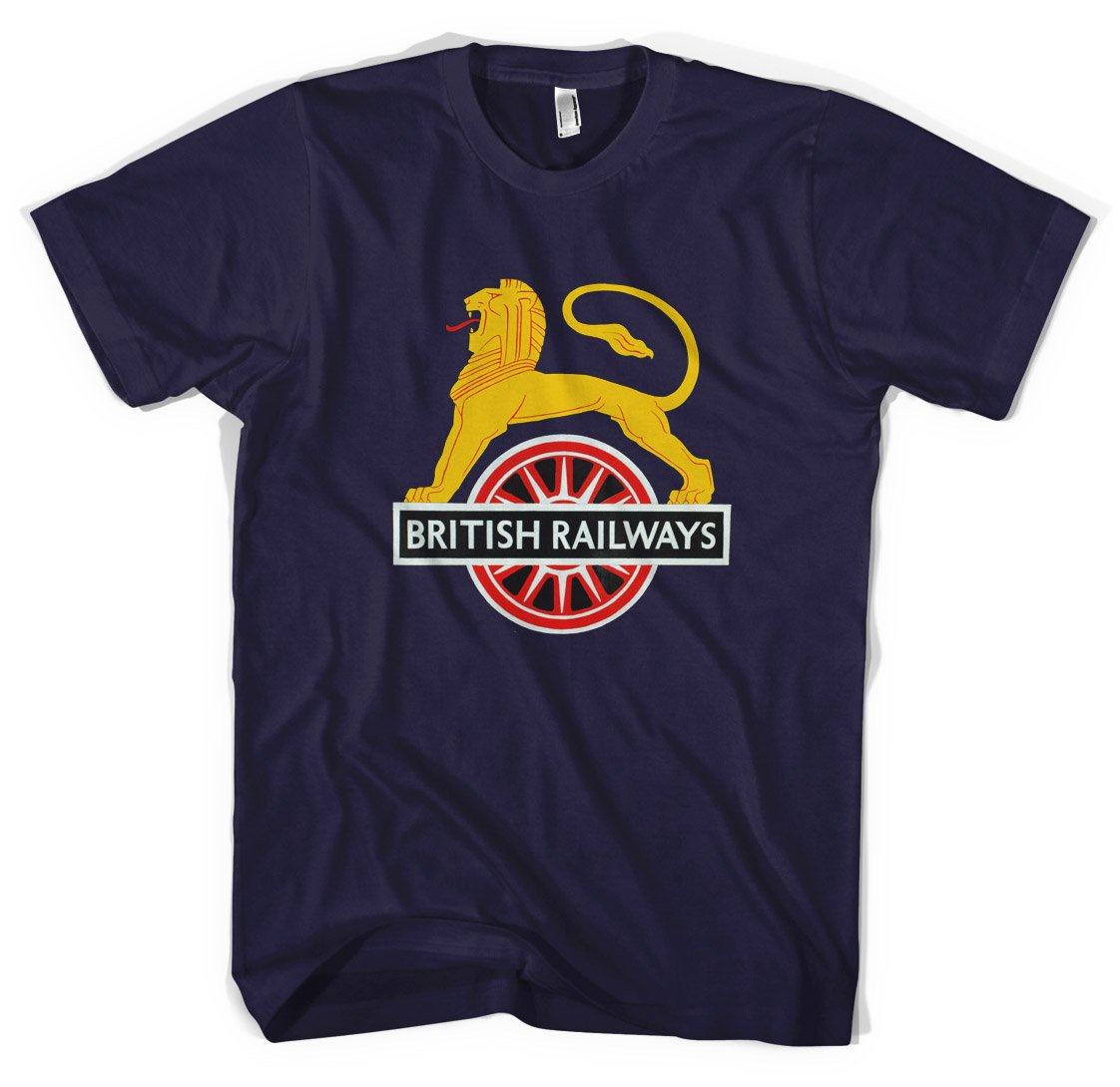Revolver Tees Men's Navy British Railways Lion Crest Unisex T-Shirt, Xl