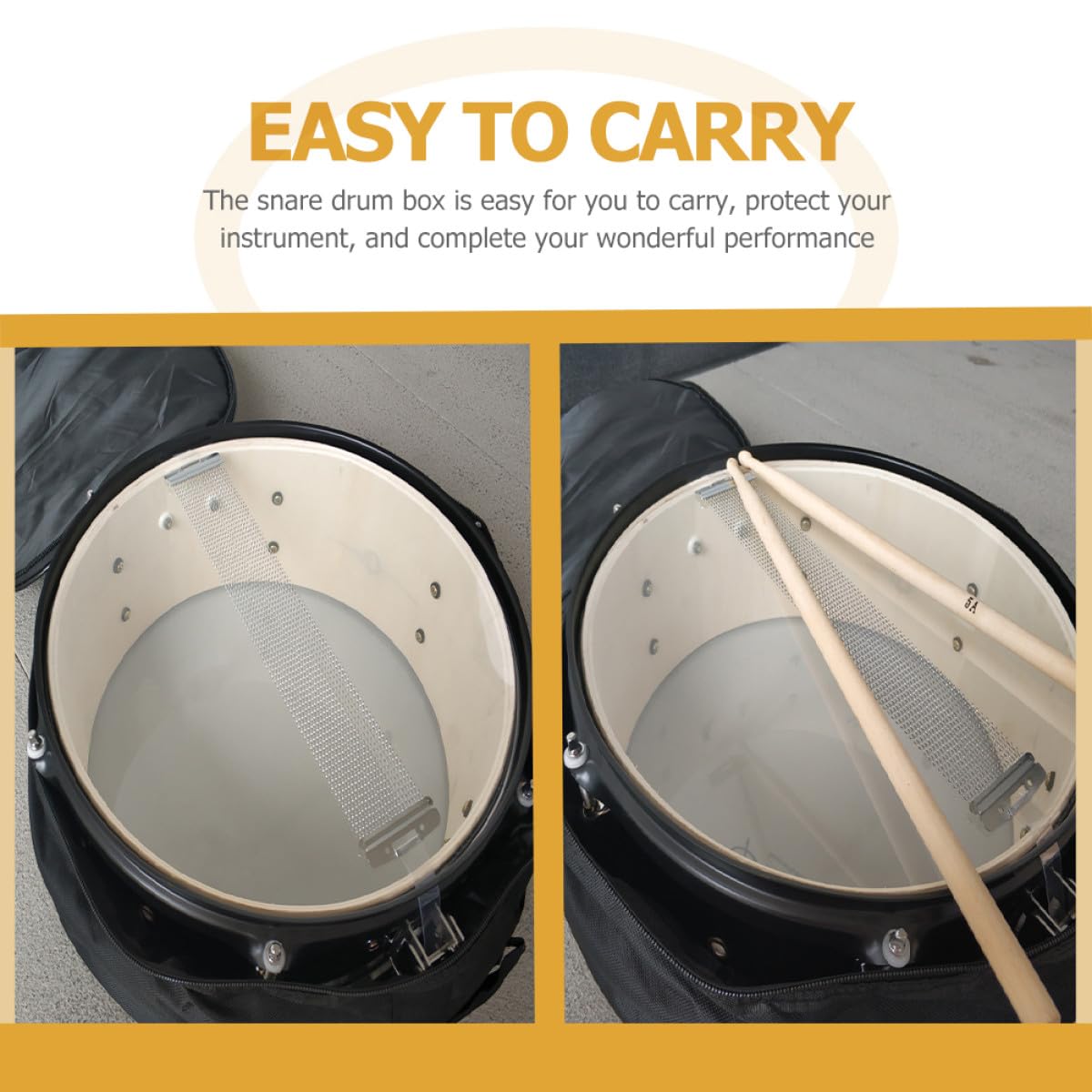 Toddmomy Bolsa para Instrumentos Musicales Pequeña de Tela Oxford Negra, Estuche Portátil Acolchado para Caja de Batería con Asa y Mochila de Transporte para Músicos Viajeros