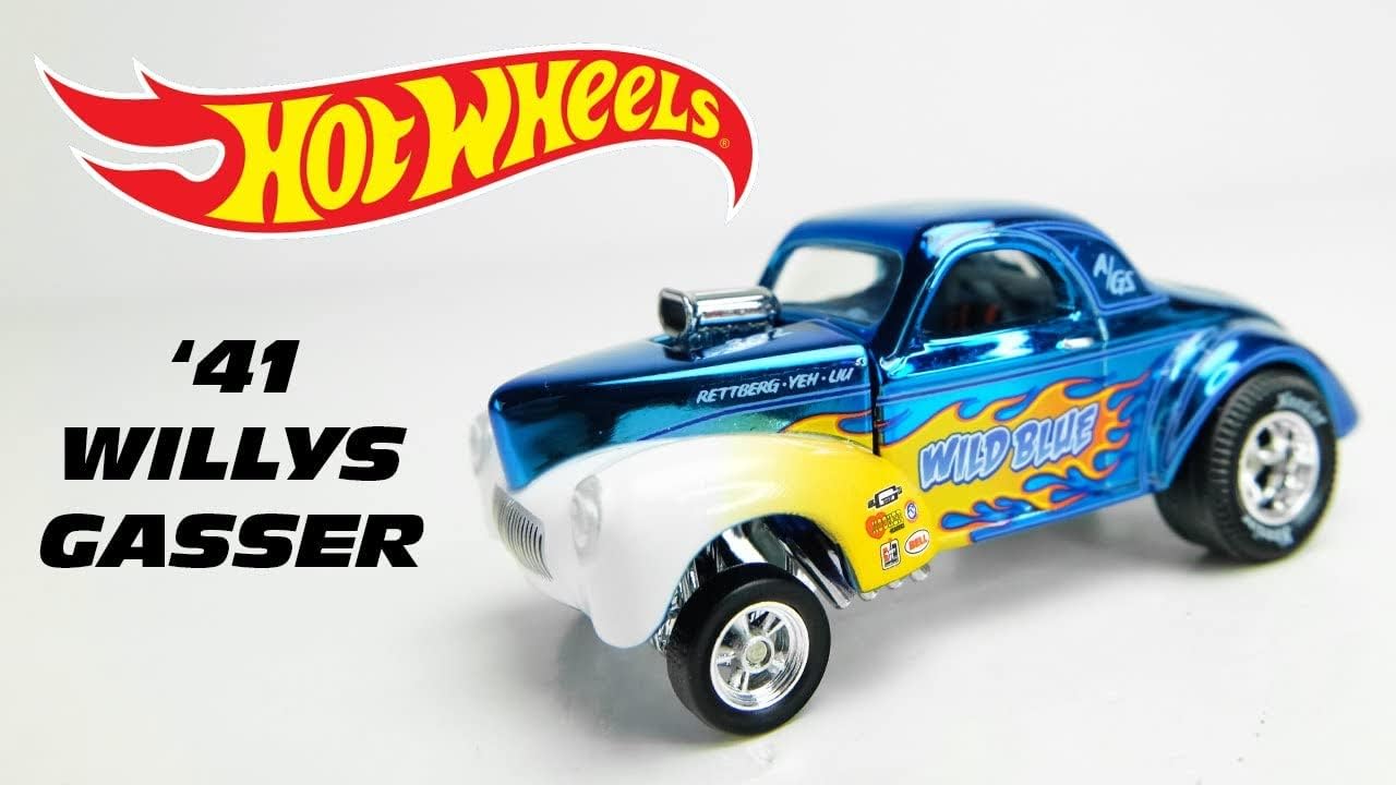Hot Wheels '41 Willys Gasser die-cast model displayed outside its packaging.