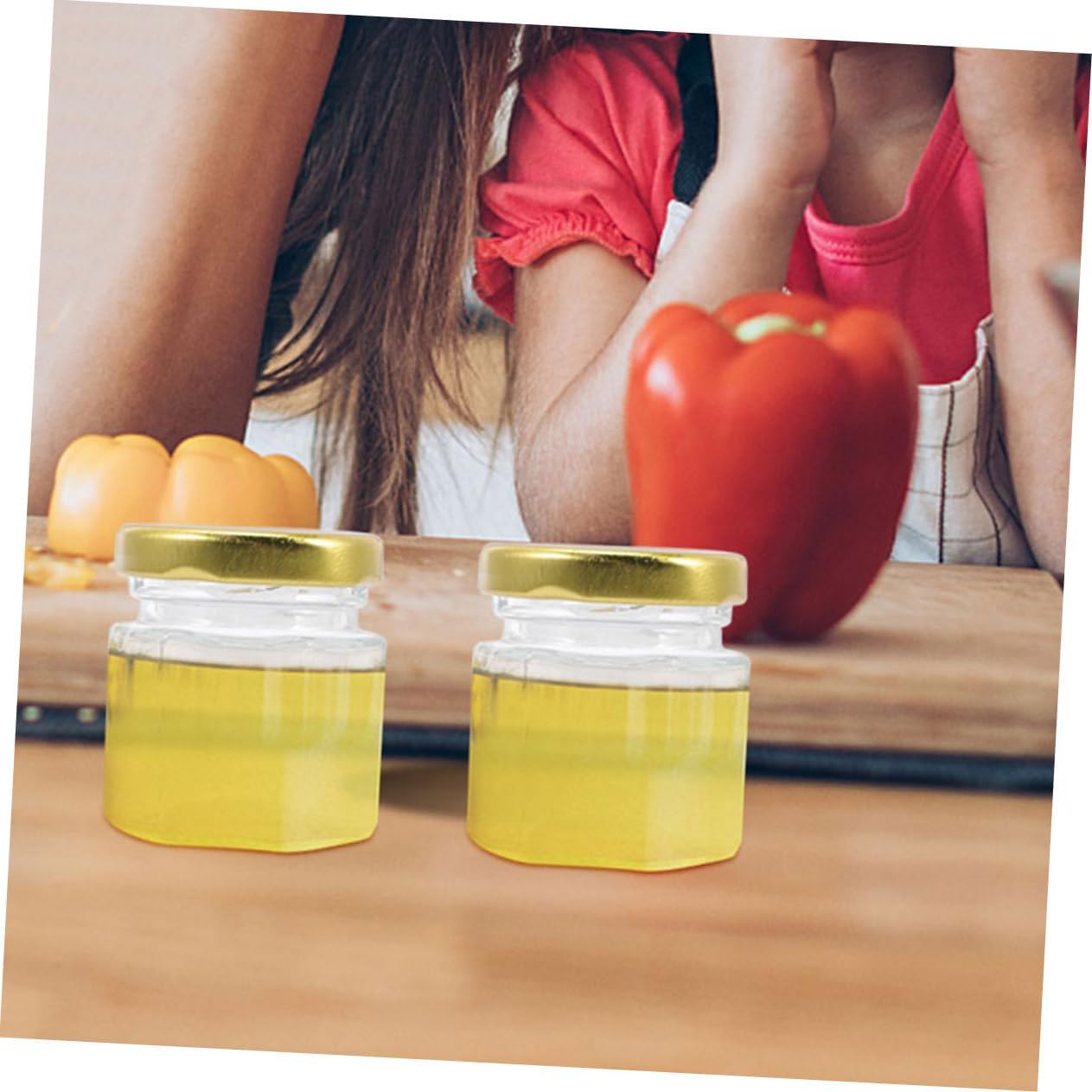 PRETYZOOM 24Pcs Clear Honey Jars Hexagon Shape Jam Storage Bottles Sealed Honey Containers for Honey Jam and Candy Food Design