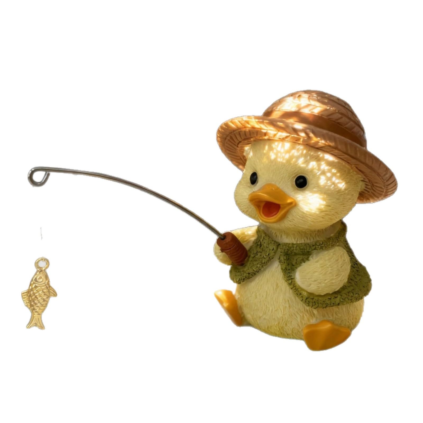 JTQYFI Fishing Duckling for Aquarium Glass WallDecoration Landscaping Lovely FishTank Cartoon Decors Statue Resin Fishing Aquarium Landscape