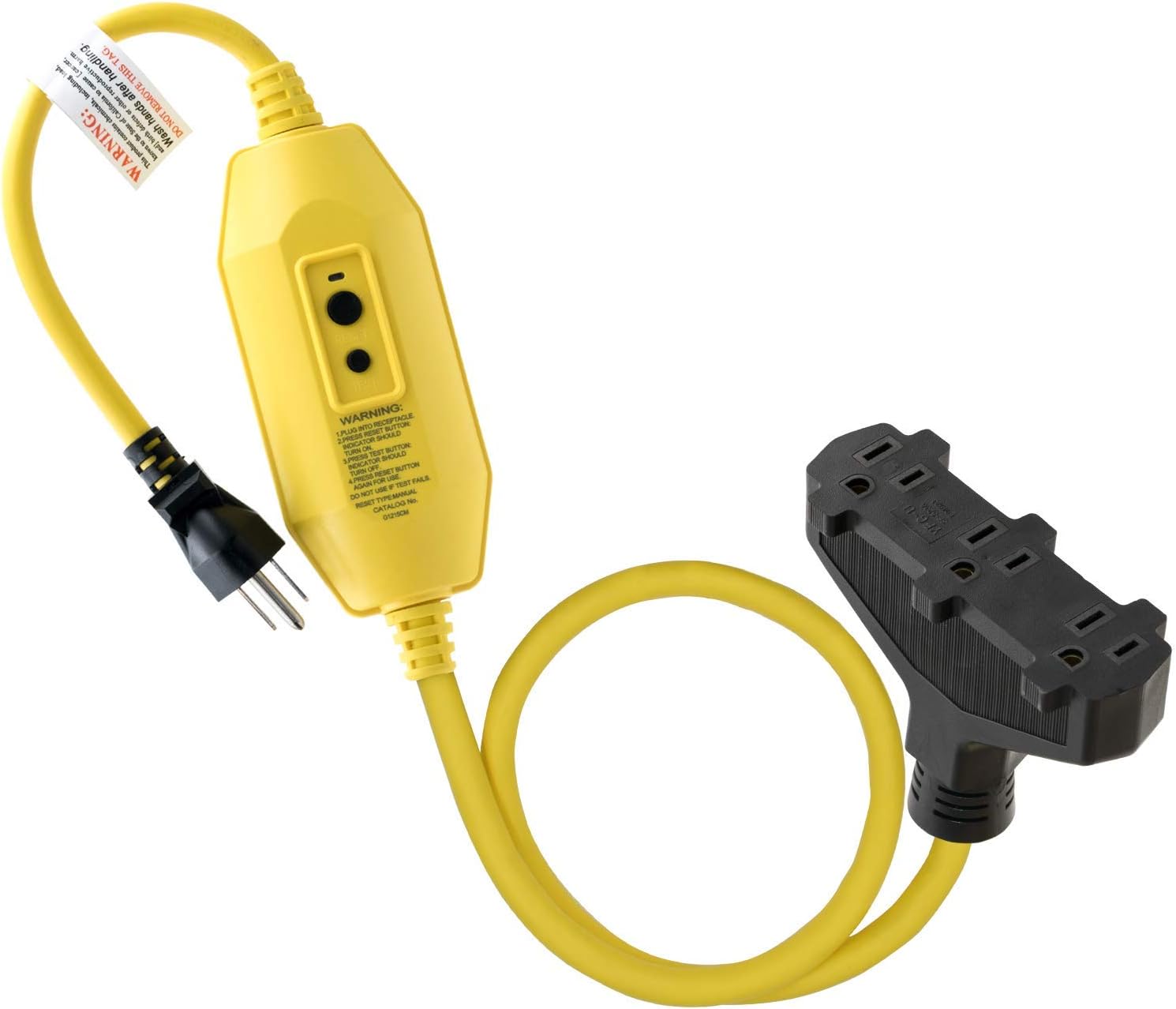 AIDA 2FT Manual Reset 12/3 Gauge SJTW Heavy Duty GFCI Extension Cord