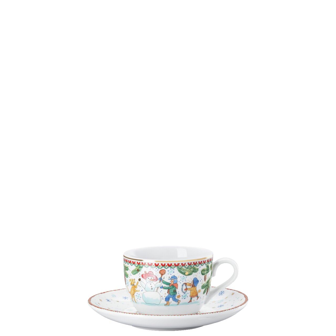 Hutschenreuther Weihnachten Sammelkollektion 2025 "Weihnachtsspiele" Cappuccinotasse 2-teilig bestehend aus Cappuccino-Obertasse 0,220 l und Cappuccino-Untertasse Ø 16,3 cm