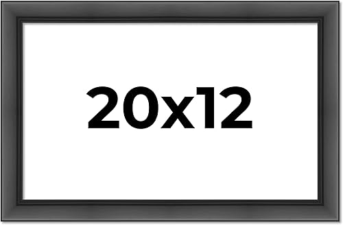 Miniatura 1 de Marco de 20 x 12 pulgadas, marco de madera completo contemporáneo negro con parte delantera protectora acrílica resistente a los rayos UV, respaldo