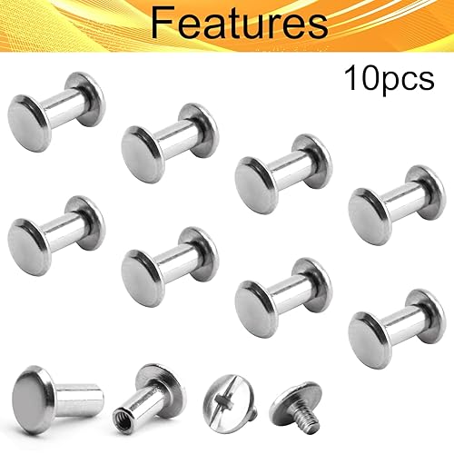 Miniatura 34 de Poste de tornillo para orificio de 3/16 pulgadas (0.197 in) de diámetro, hebilla de cinturón hembra M5x25mm, pernos de encuadernación de tuerca