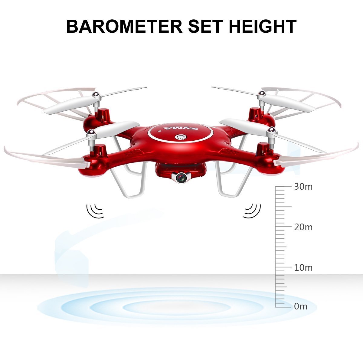 Syma X5UW Drone 4 Canali 6 Axis Gyro 2.4G 360° Rotolo 3D RC Quadricottero con Telecomando, Rosso